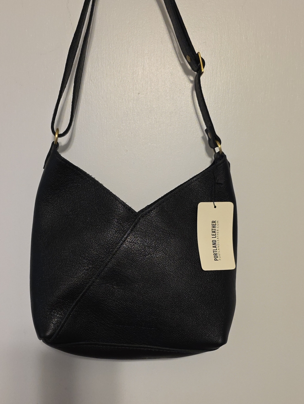 NWT Portland Leather Black Pebbled Leather Naomi Shoulder Bag